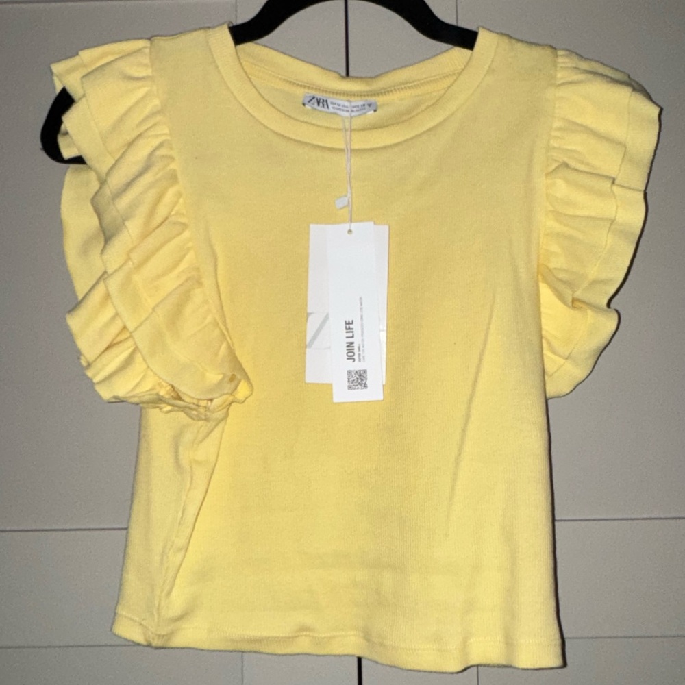 NWT Zara yellow frill shirt